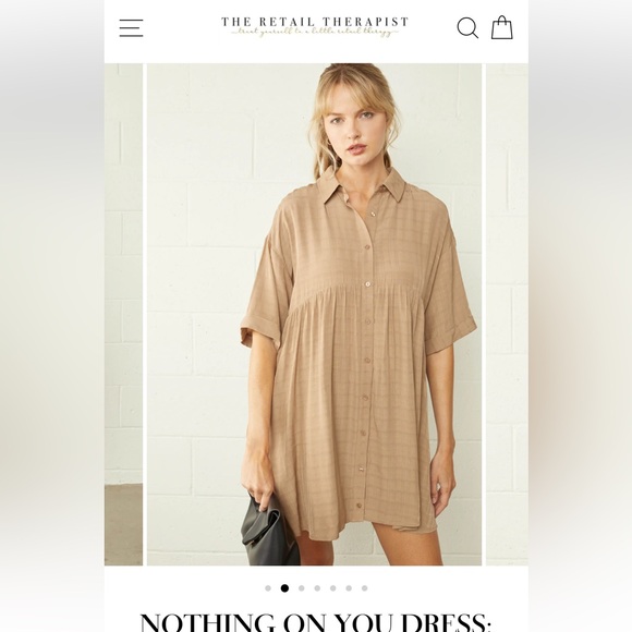 entro Dresses & Skirts - Entro Tan Oversized Polo Collar Dress